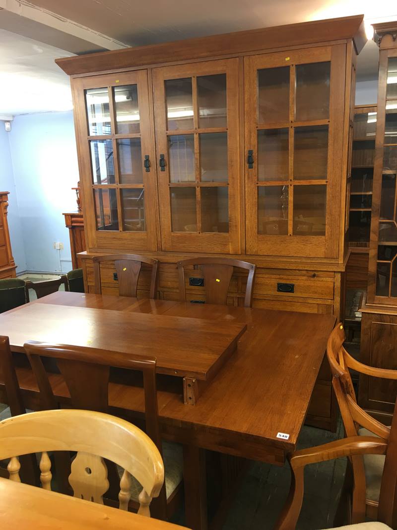 A large oak kitchen dresser with matching extending table and six chairs - Image 2 of 2