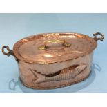 A copper Arts and Crafts fish kettle