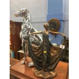 Silver greyhound and an Art Deco style figurine