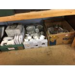 Three boxes of assorted tea wares and china