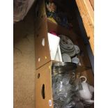 Three boxes of china and glassware