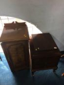 Walnut bedside cabinet and mahogany cabinet