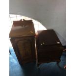 Walnut bedside cabinet and mahogany cabinet