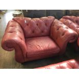 Red Chesterfield style club chair and settee