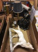 Brass lamp, Spaniel etc.