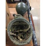 French military hat, flask etc.