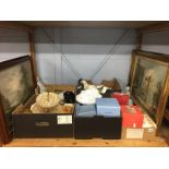 Shelf of china, Wedgwood, Lilliput Lane, Parisian picture etc.