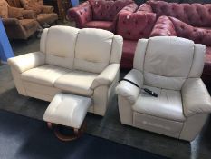 Cream leather Caliaitalia recliner and two seater settee