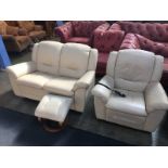 Cream leather Caliaitalia recliner and two seater settee