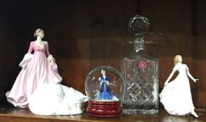 Coalport figures, Royal Albert decanter etc.