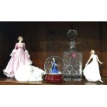 Coalport figures, Royal Albert decanter etc.