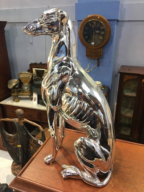 Silver greyhound and an Art Deco style figurine - Image 2 of 3