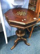 Victorian walnut sewing box