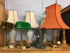 Shelf of lamps etc.