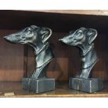 Pair whippet bust bookends