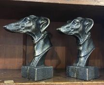 Pair whippet bust bookends