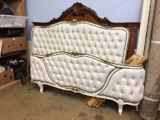Cream French style, double bed ends and a walnut headboard. Cream bed 68" or 173 cm wide, Walnut