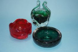 Three pieces of Studio glass