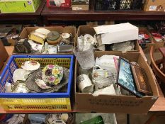 Four boxes of china and assorted decorative items