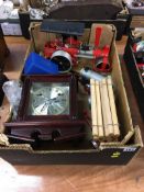 Box of miscellaneous, including Ladies Rotary watch and model traction engine