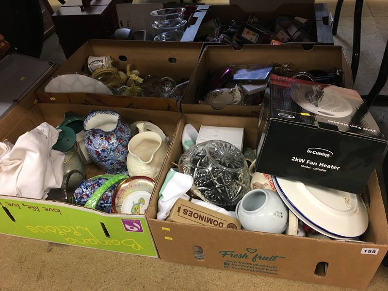 Five boxes of miscellaneous, including picnic hamper, Ringtons and Maling etc. - Image 2 of 2