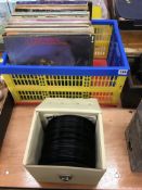 Box of vinyl's and a box of 45s, including The Beatles and the Moody Blues