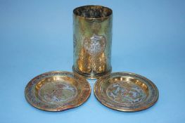 Three pieces of Trench art, Dorsetshire regiment 'Damascus 1918 and 1919' (3)