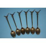 Set of six silver gilt tea spoons