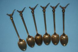 Set of six silver gilt tea spoons