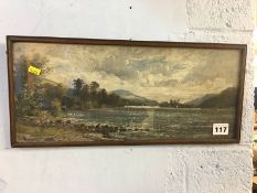 A small framed painting, Lakeland scene