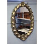 Oval gilt framed mirror