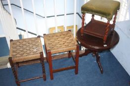 Three stools and an occasional table