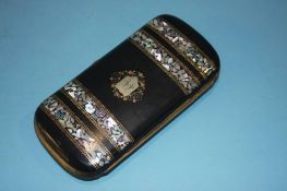 A mother of pearl inlaid spectacle case