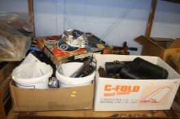 A shelf of miscellaneous, including airsoft toys and accessories