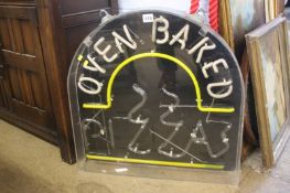 Oven baked pizzas', vintage neon shop sign