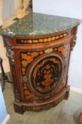 A Louis XV style marble top corner cabinet