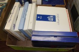 Three boxes of china and crystal ware, including Wedgwood, Spode and Aynsley