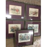 Quantity of framed rural hunting pictures, after Henry Brock and John Leech