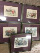 Quantity of framed rural hunting pictures, after Henry Brock and John Leech