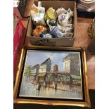 Box of assorted, including Garber Parisian painting