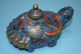 A cloisonné water pot and cover, 8cm high