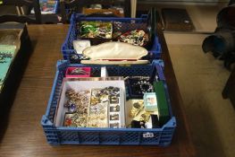 Two boxes of assorted costume jewellery