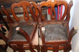 Four Victorian mahogany chairs