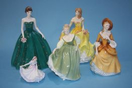 Four Royal Doulton Ladies and a Worcester figure (5)