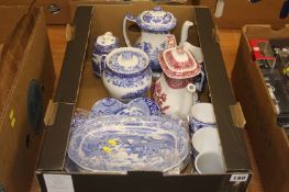 A quantity of Spode blue and white china