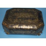 An Oriental lacquered work box, 37cm wide