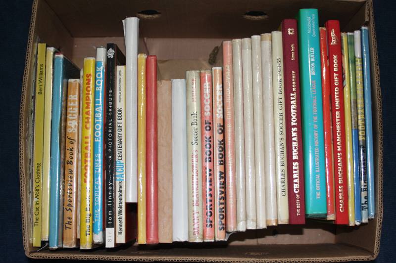 Collection of football related books, in three boxes