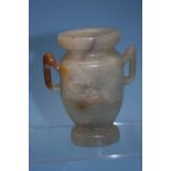 A jade two handled vase, 15cm high