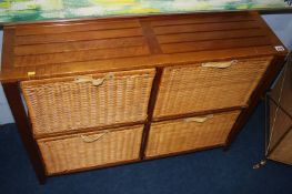 Two sets of wicker drawers