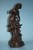 A late 19th century French bronze sculpture, 'Amour en Vendange', 55cm high